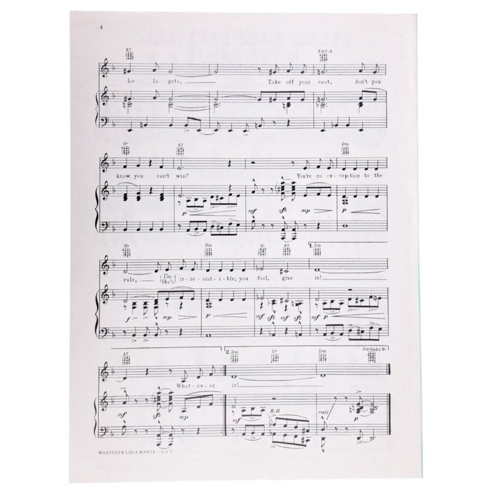 Vintage Whatever Lola Wants Lola Gets Sheet Music 1955 Damn Yankees Adler Ross - Picture 2 of 6